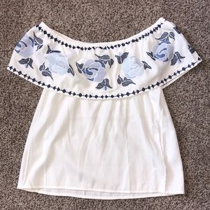 embroidered off-the-shoulder top